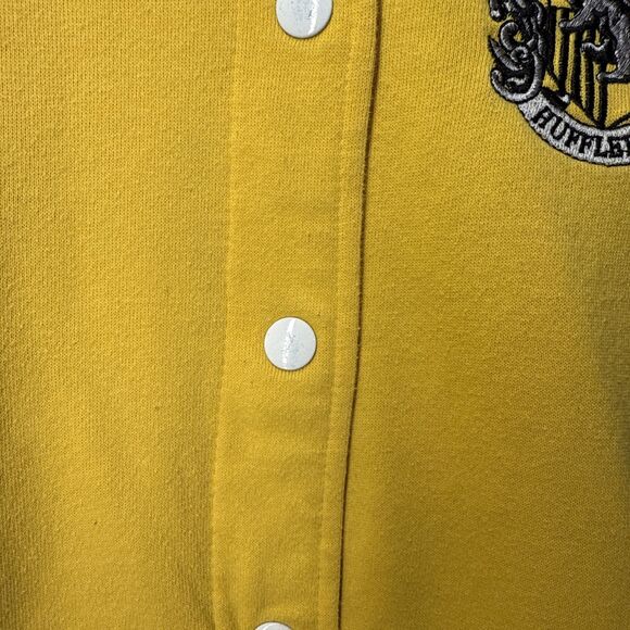Harry Potter Varsity Jacket Women Medium Hufflepuff Snap Button Lightweight - Picture 8 of 12